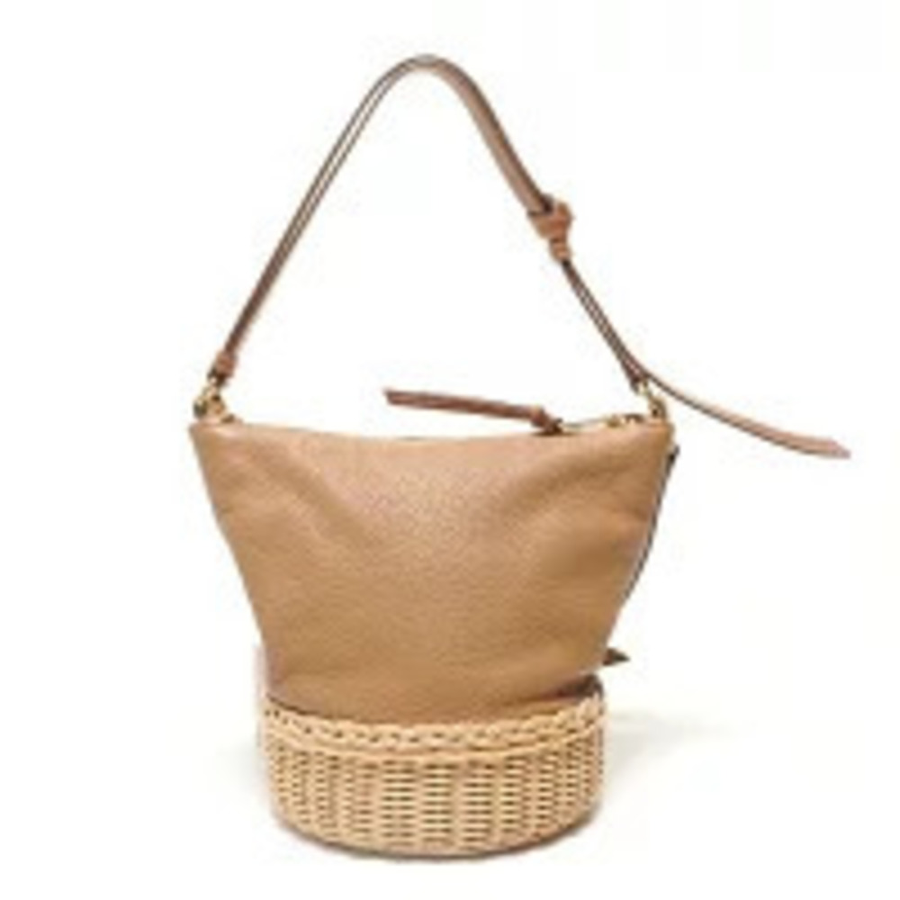Miu Miu Leather Rattan Shoulder Bag Brown